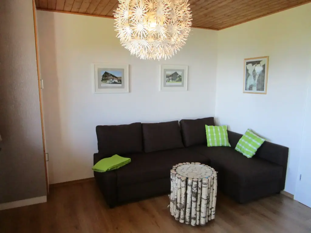 Wohnzimmer sofa birkenstamm tisch 202602 – im Ferienhaus Schau ins Land